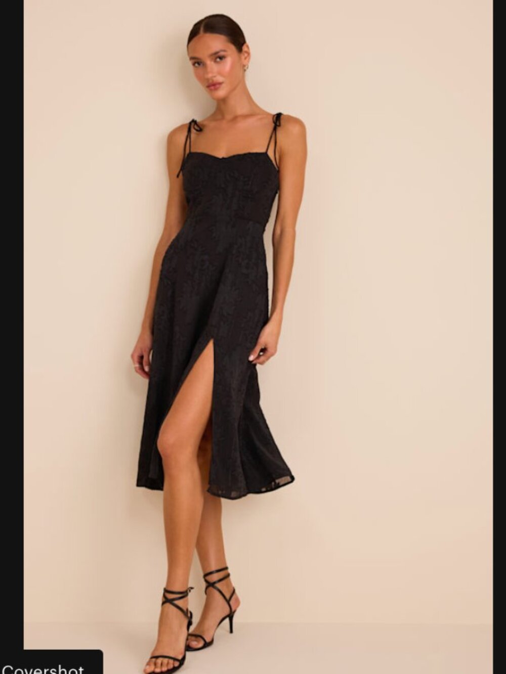 Lulus Loveliest Looks Black Floral Jacquard Tie-strap Midi Dress - Size XL